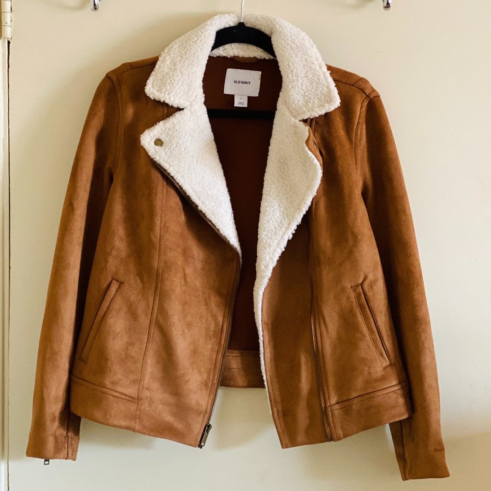 Old Navy Faux Fur-Lined Suede Jacket
